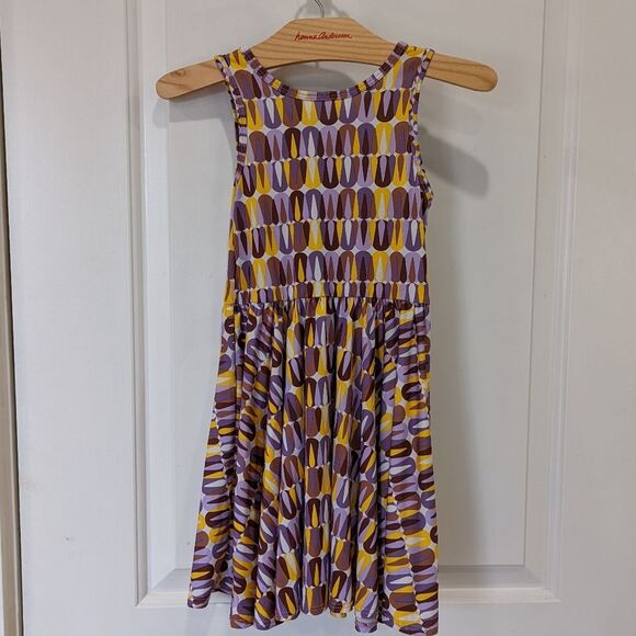 Dot Dot Smile sleeveless twirl dress purple yellow brown geometric tribal size 3 - Picture 3 of 5